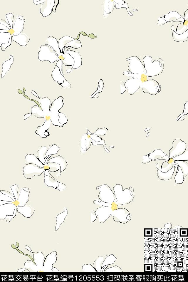 花卉小清新传统印花华亿平台下载（图片编号: 1205553） - 瓦栏（Walan）