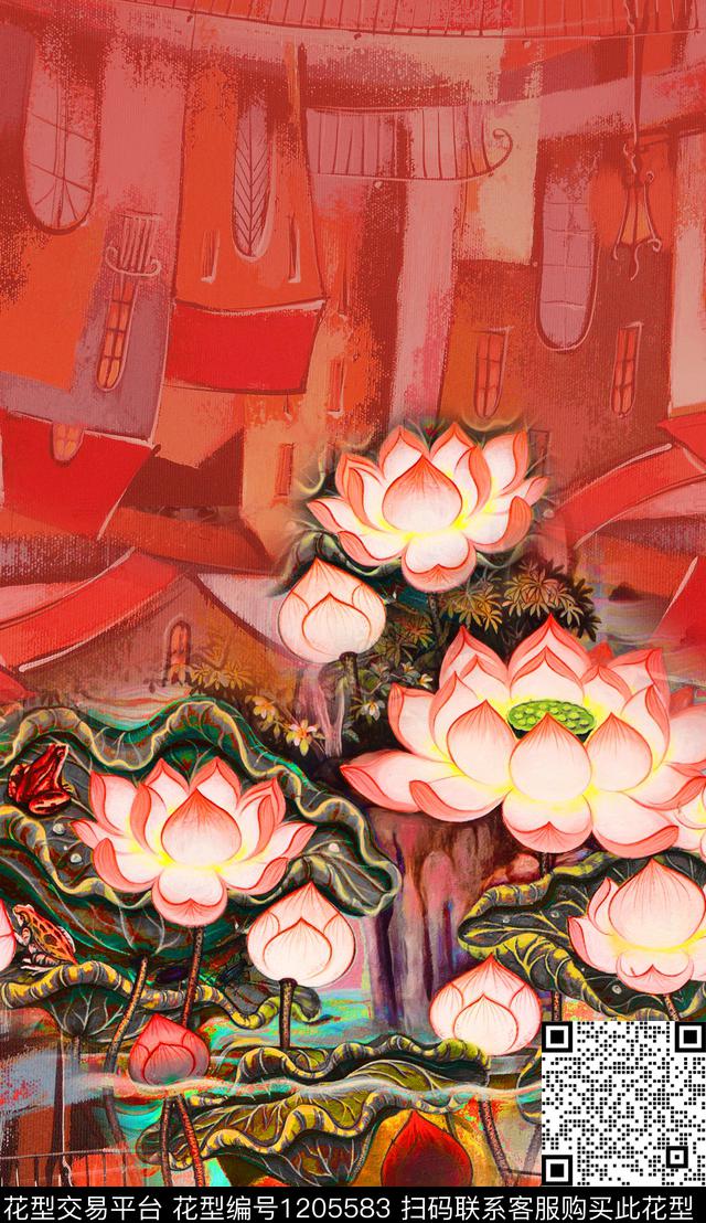 定位花民族风中国风数码印花华亿平台下载（图片编号: 1205583） - 瓦栏（Walan）