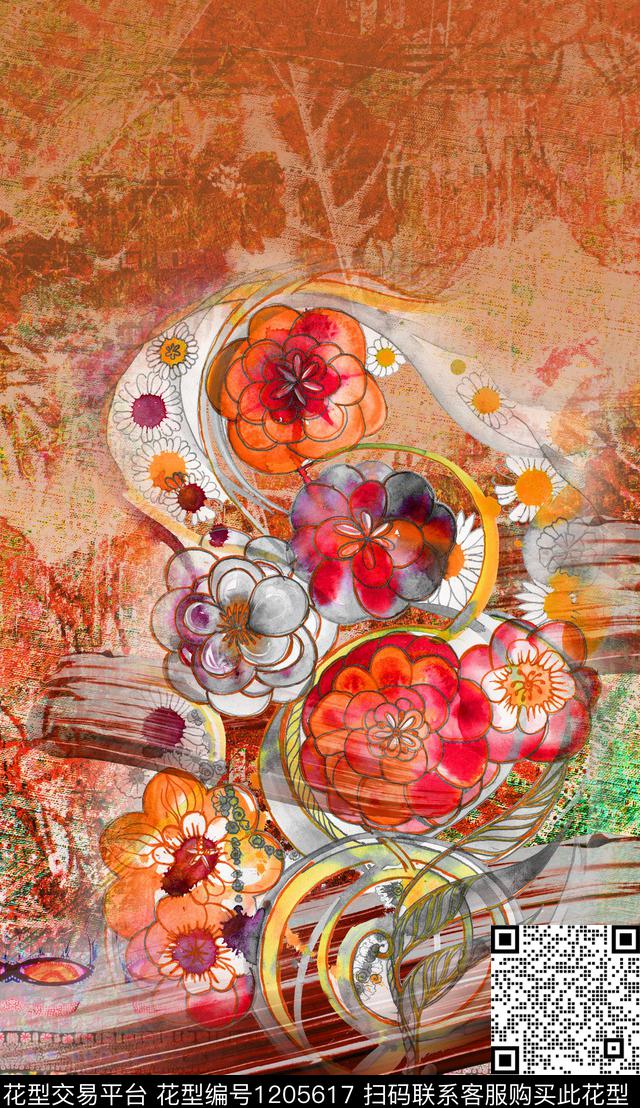 定位花民族风中国风数码印花华亿平台下载（图片编号: 1205617） - 瓦栏（Walan）