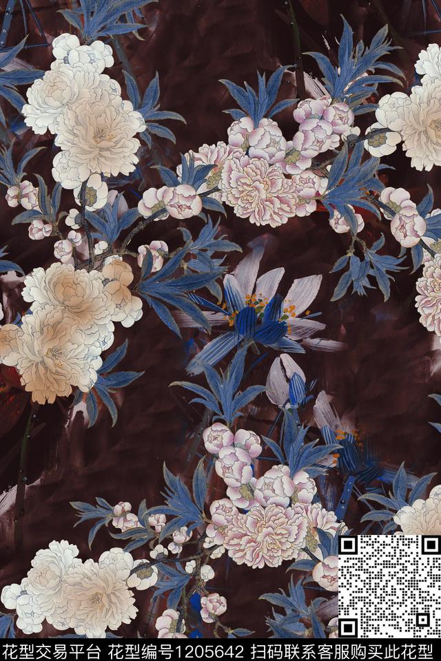 香云纱旗袍复古数码印花华亿平台下载（图片编号: 1205642） - 瓦栏（Walan）