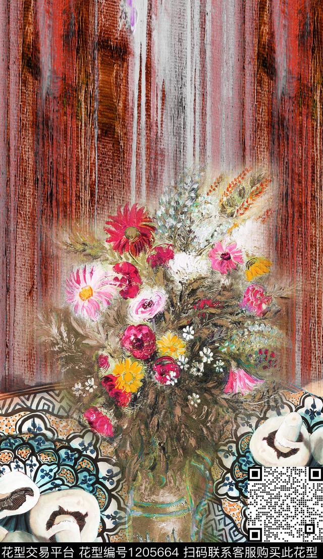 定位花民族风中国风数码印花华亿平台下载（图片编号: 1205664） - 瓦栏（Walan）