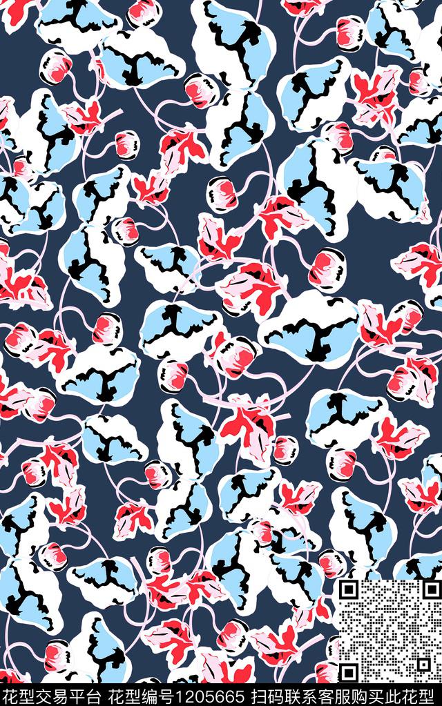 几何花卉小碎花数码印花华亿平台下载（图片编号: 1205665） - 瓦栏（Walan）