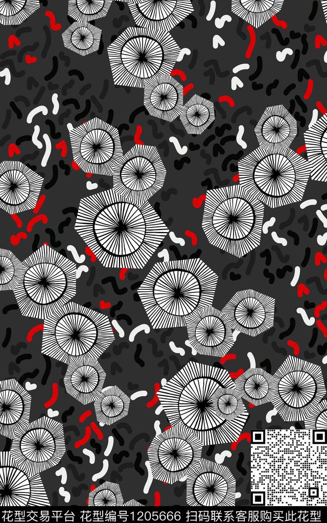 几何花卉小碎花数码印花华亿平台下载（图片编号: 1205666） - 瓦栏（Walan）