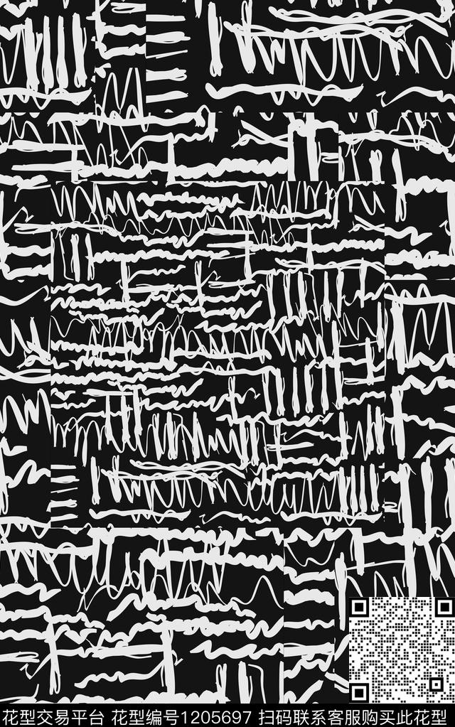 几何格子线条数码印花华亿平台下载（图片编号: 1205697） - 瓦栏（Walan）