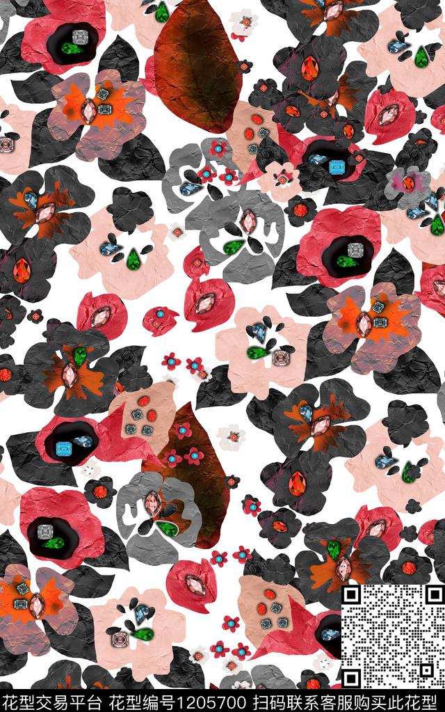 花卉小碎花中老年数码印花华亿平台下载（图片编号: 1205700） - 瓦栏（Walan）