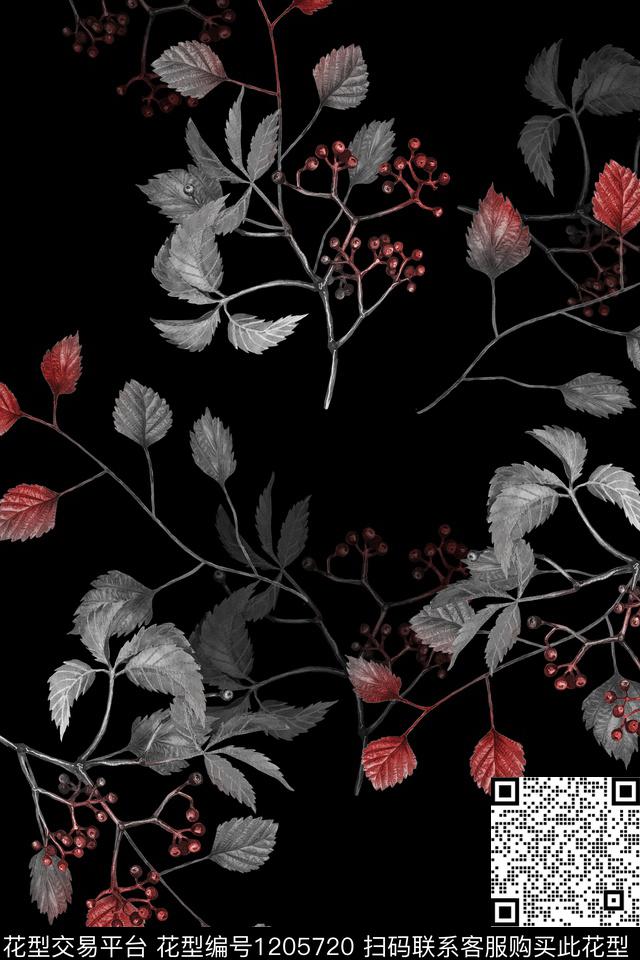 男装花卉黑白华亿平台数码印花华亿平台下载（图片编号: 1205720） - 瓦栏（Walan）