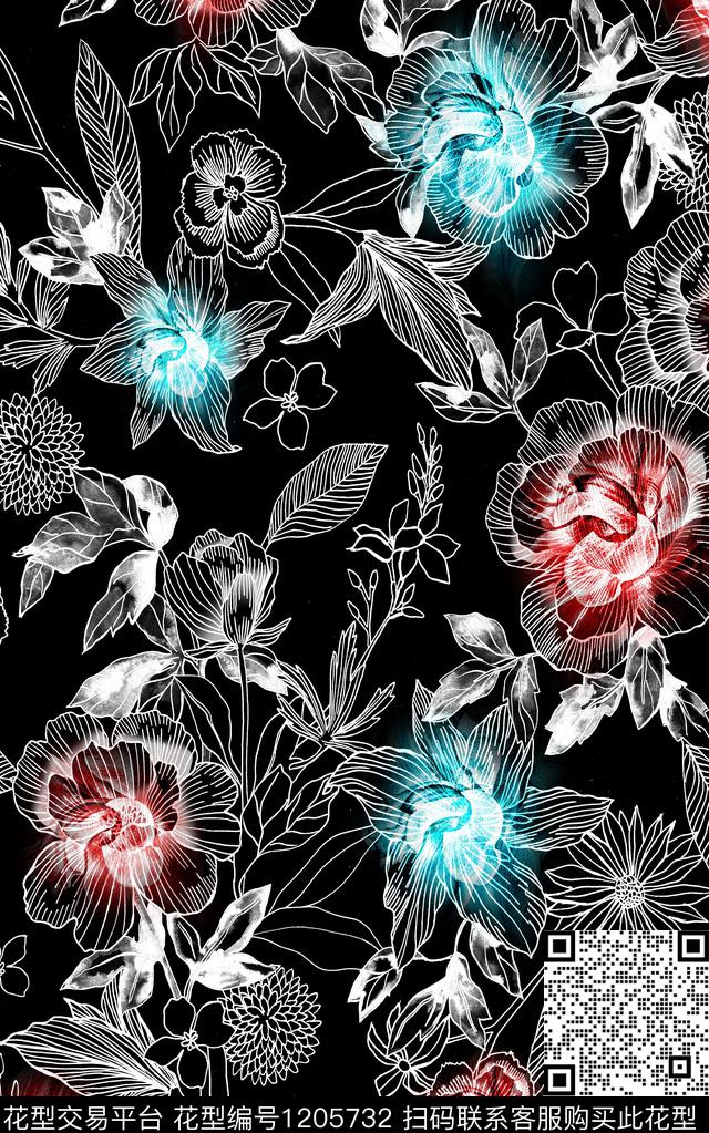 花卉小碎花中老年数码印花华亿平台下载（图片编号: 1205732） - 瓦栏（Walan）