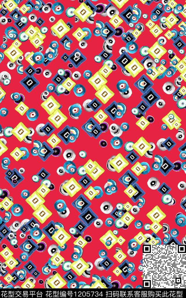 几何格子线条数码印花华亿平台下载（图片编号: 1205734） - 瓦栏（Walan）