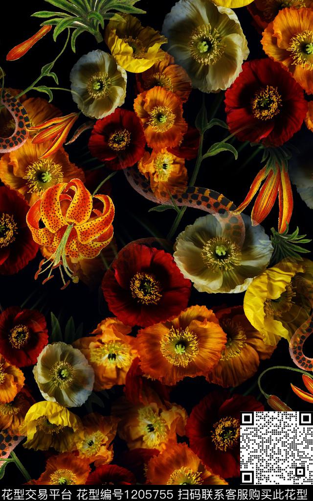 花卉小碎花中老年数码印花华亿平台下载（图片编号: 1205755） - 瓦栏（Walan）