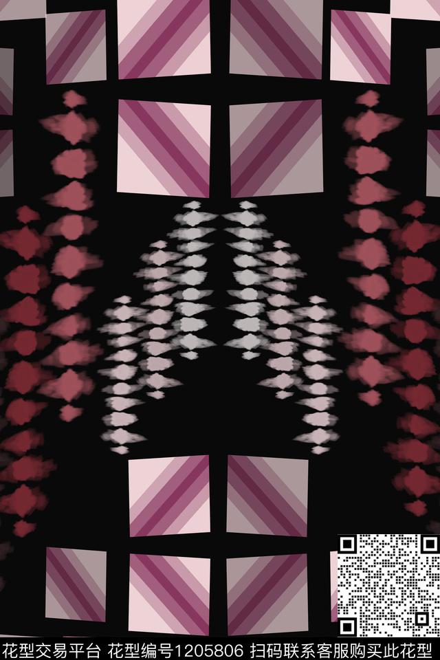 几何精致几何渐变色彩数码印花华亿平台下载（图片编号: 1205806） - 瓦栏（Walan）