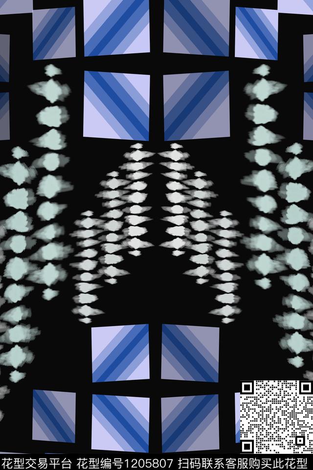 几何精致几何渐变色彩数码印花华亿平台下载（图片编号: 1205807） - 瓦栏（Walan）
