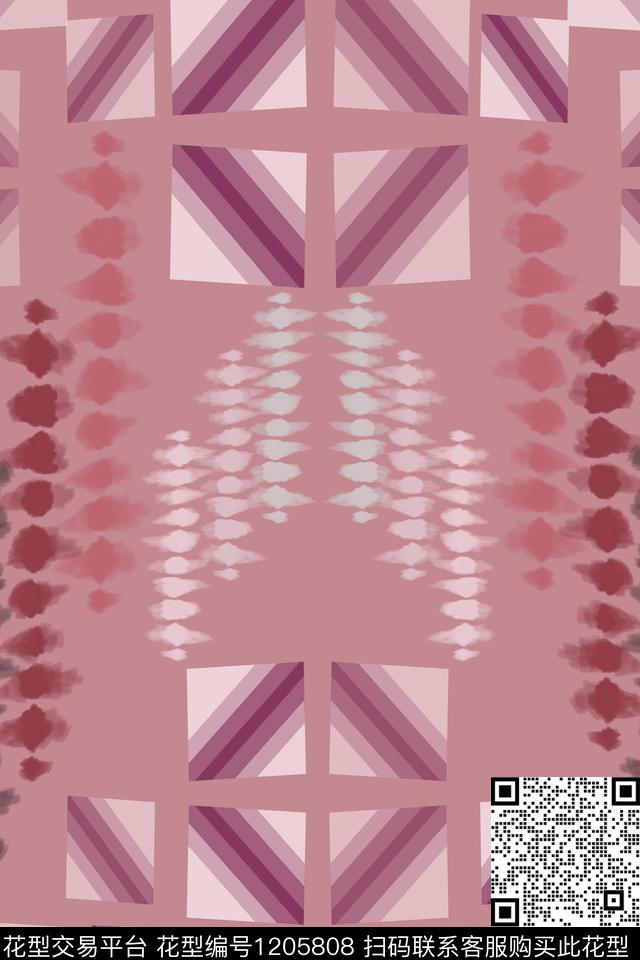 几何精致几何渐变色彩数码印花华亿平台下载（图片编号: 1205808） - 瓦栏（Walan）