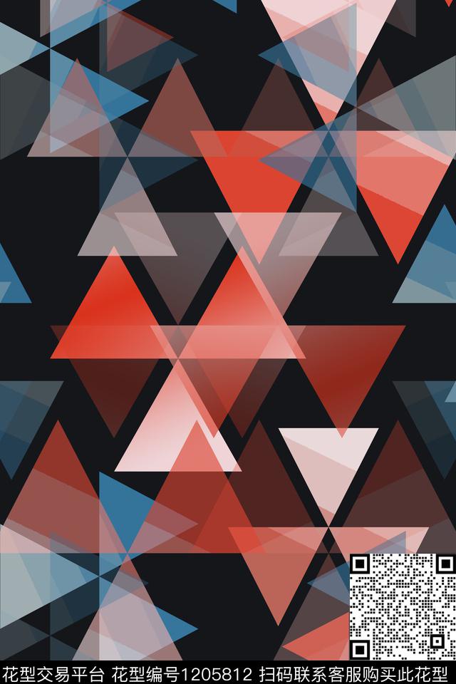 三角形几何精致几何数码印花华亿平台下载（图片编号: 1205812） - 瓦栏（Walan）