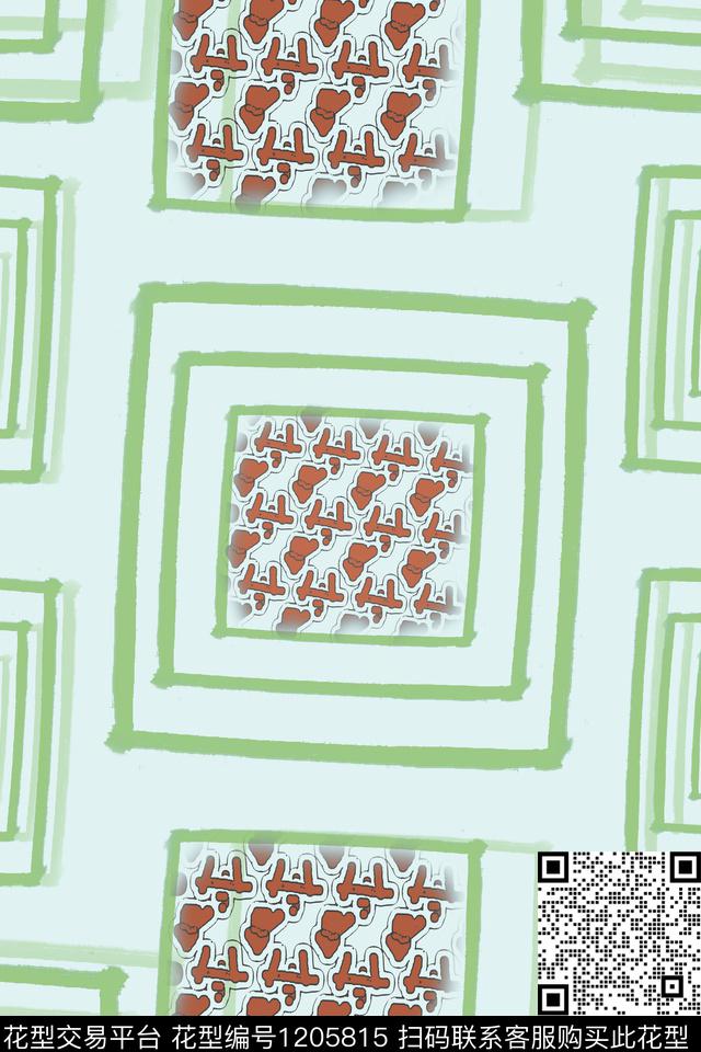 几何正方形手绘线条笔触数码印花华亿平台下载（图片编号: 1205815） - 瓦栏（Walan）