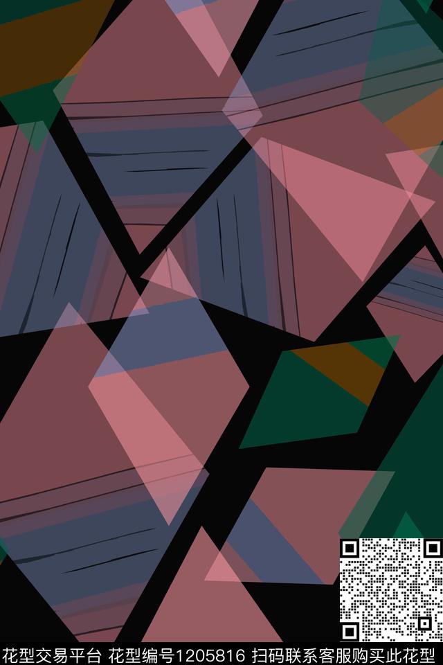 精致几何渐变色彩菱形格子传统印花华亿平台下载（图片编号: 1205816） - 瓦栏（Walan）