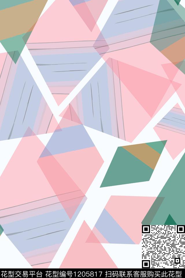精致几何渐变色彩菱形格子传统印花华亿平台下载（图片编号: 1205817） - 瓦栏（Walan）
