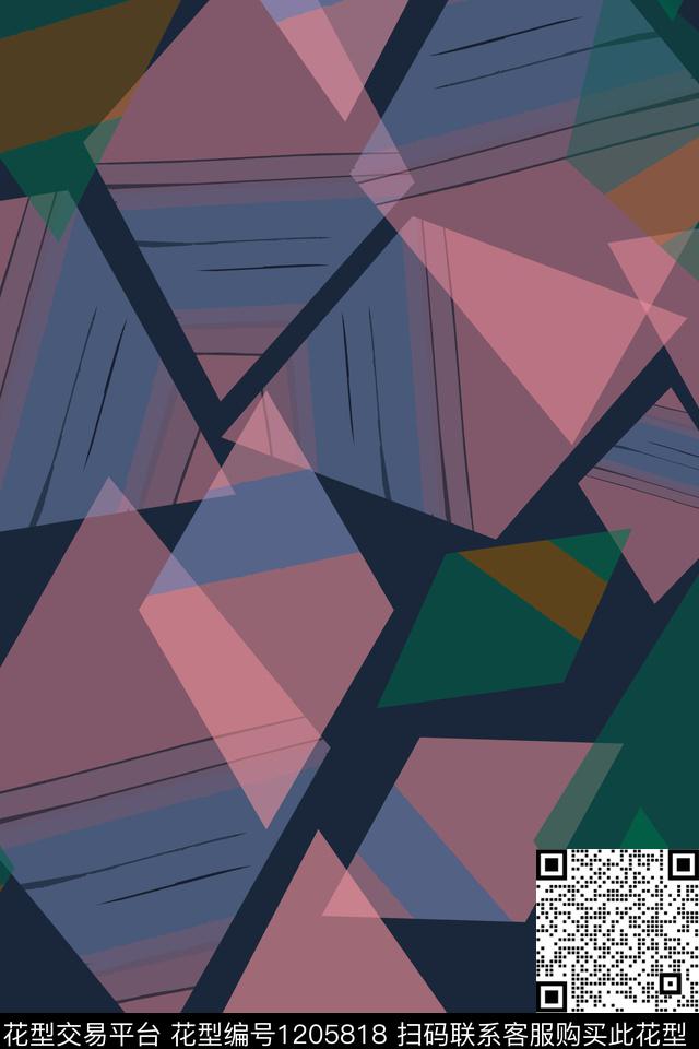 精致几何渐变色彩菱形格子传统印花华亿平台下载（图片编号: 1205818） - 瓦栏（Walan）