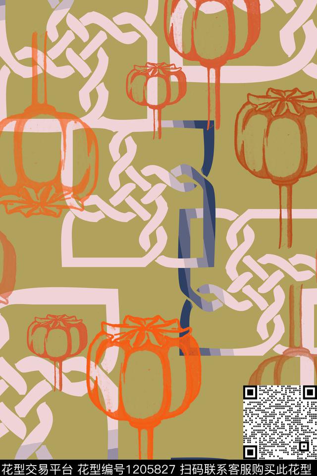 格子混搭锁链印花渐变色彩数码印花华亿平台下载（图片编号: 1205827） - 瓦栏（Walan）