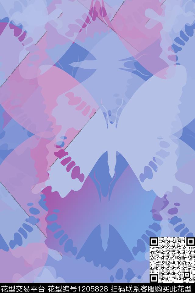 迷彩图案艺术迷彩蝴蝶纷飞数码印花华亿平台下载（图片编号: 1205828） - 瓦栏（Walan）