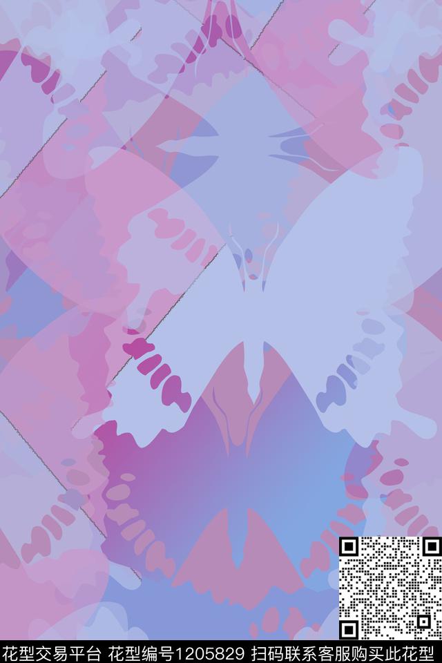 迷彩图案艺术迷彩蝴蝶纷飞数码印花华亿平台下载（图片编号: 1205829） - 瓦栏（Walan）