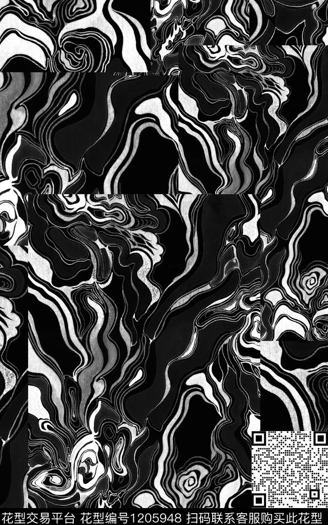 几何格子黑白华亿平台数码印花华亿平台下载（图片编号: 1205948） - 瓦栏（Walan）