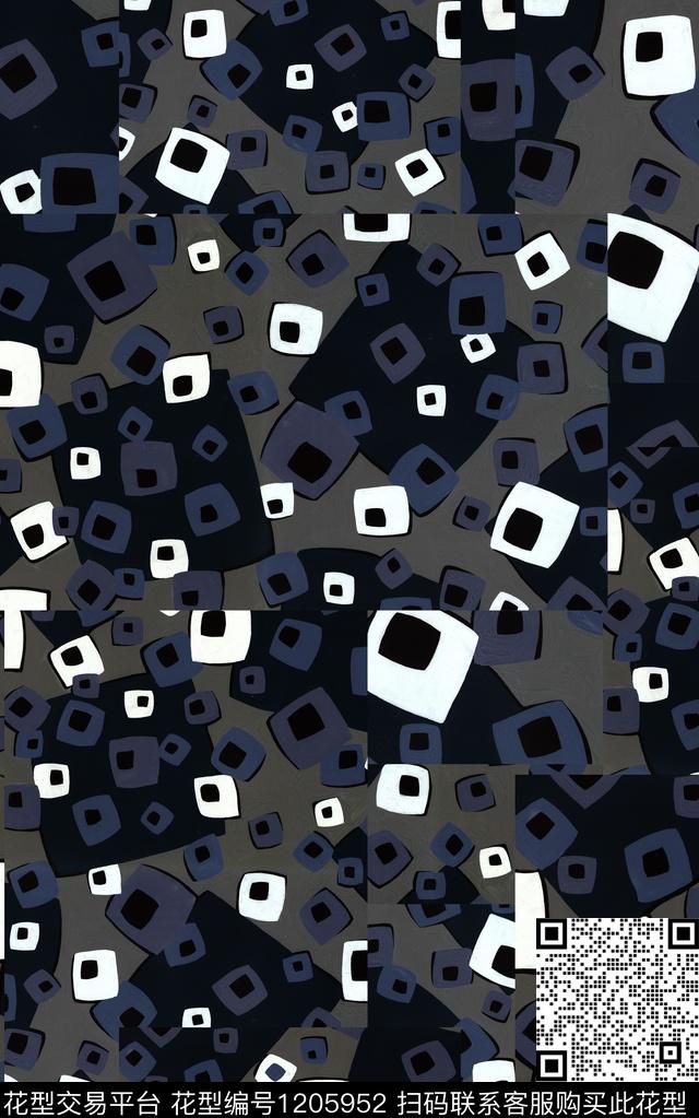 几何格子黑白华亿平台数码印花华亿平台下载（图片编号: 1205952） - 瓦栏（Walan）