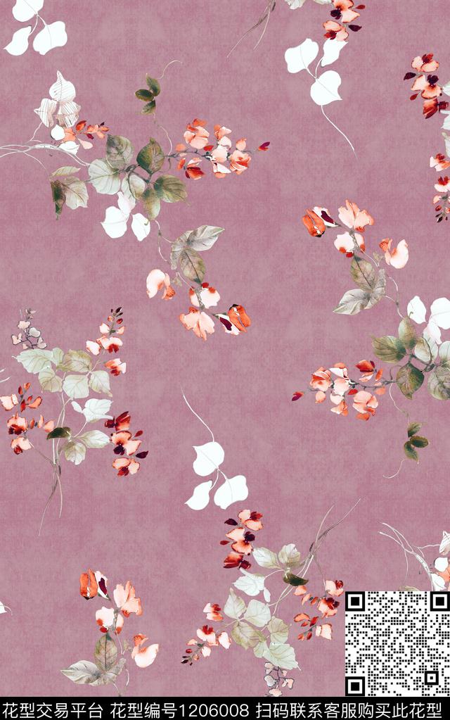 中东中东花卉小水花数码印花华亿平台下载（图片编号: 1206008） - 瓦栏（Walan）