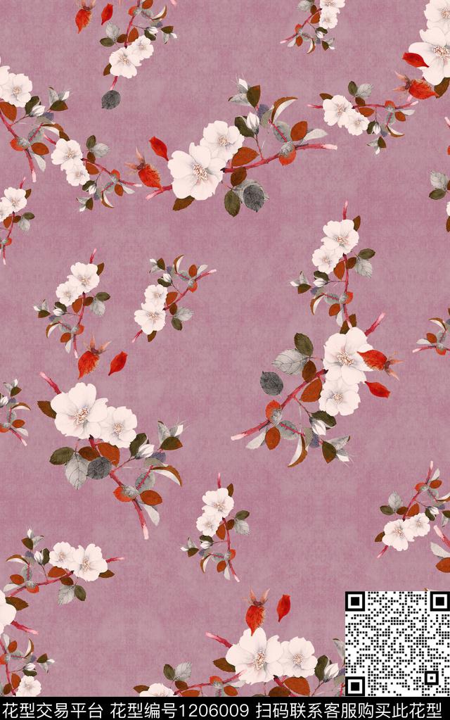 中东中东花卉小水花数码印花华亿平台下载（图片编号: 1206009） - 瓦栏（Walan）