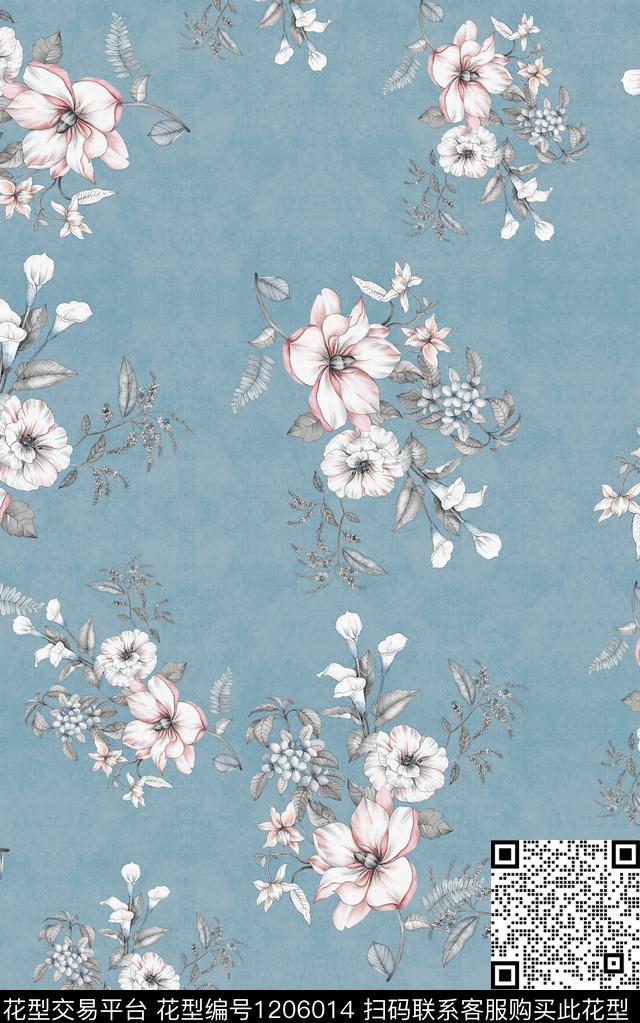 中东中东花卉小水花数码印花华亿平台下载（图片编号: 1206014） - 瓦栏（Walan）