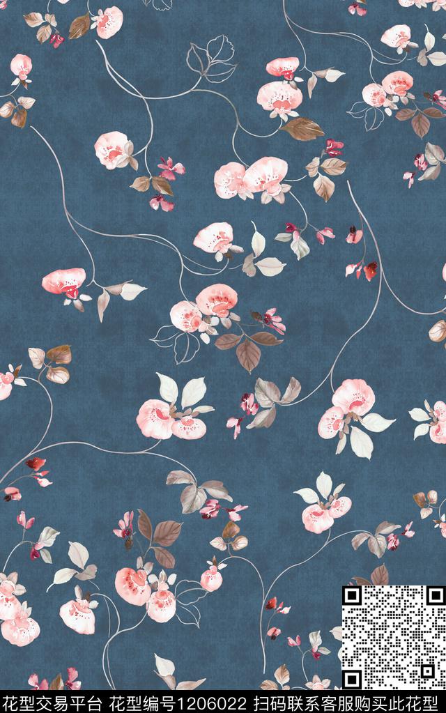 中东中东花卉小水花数码印花华亿平台下载（图片编号: 1206022） - 瓦栏（Walan）