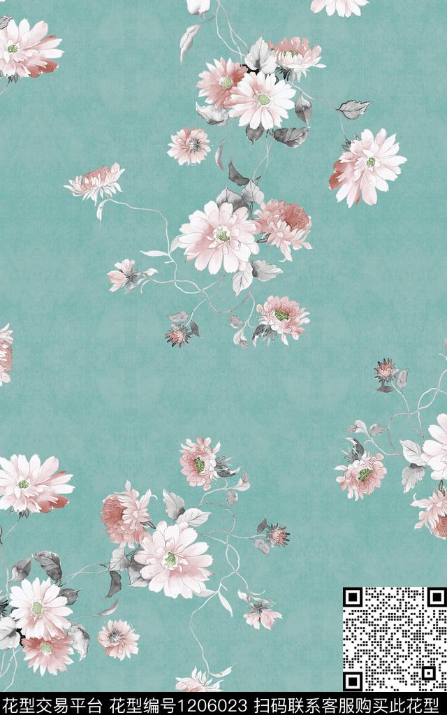 中东中东花卉小水花数码印花华亿平台下载（图片编号: 1206023） - 瓦栏（Walan）