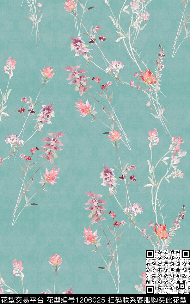 中东中东花卉小水花数码印花华亿平台下载（图片编号: 1206025） - 瓦栏（Walan）