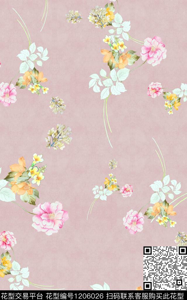 中东中东花卉小水花数码印花华亿平台下载（图片编号: 1206026） - 瓦栏（Walan）