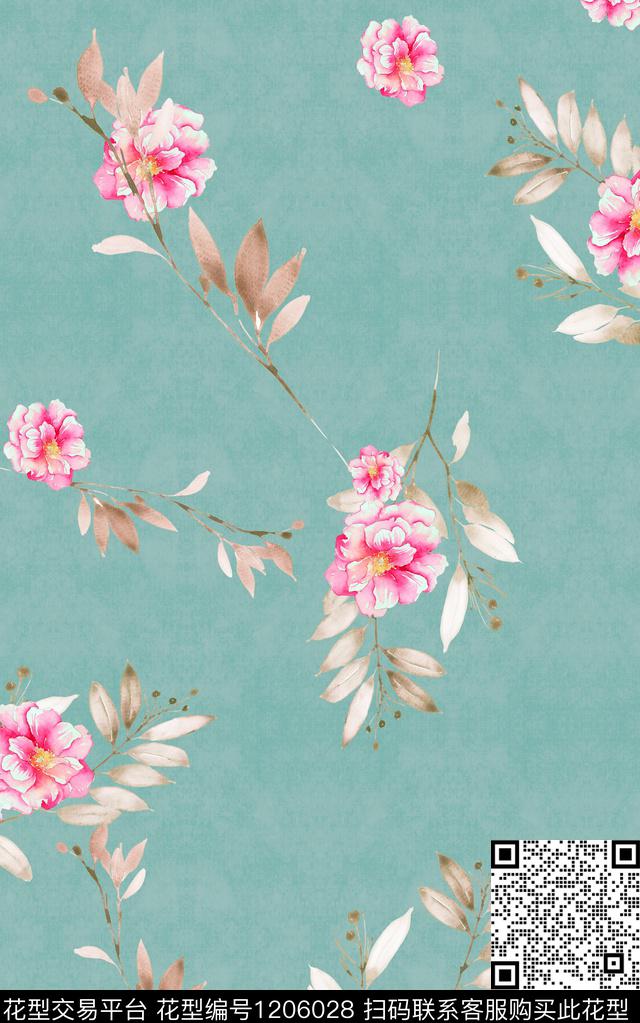 中东中东花卉小水花数码印花华亿平台下载（图片编号: 1206028） - 瓦栏（Walan）