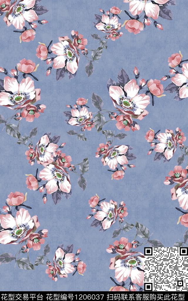 中东中东花卉小水花数码印花华亿平台下载（图片编号: 1206037） - 瓦栏（Walan）