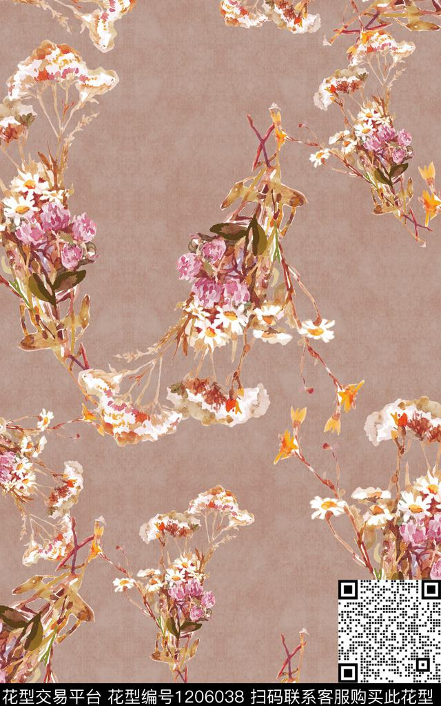 中东中东花卉小水花数码印花华亿平台下载（图片编号: 1206038） - 瓦栏（Walan）