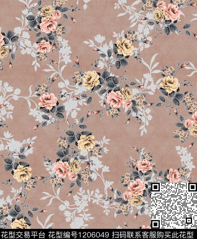 中东中东花卉小水花数码印花华亿平台下载（图片编号: 1206049） - 瓦栏（Walan）