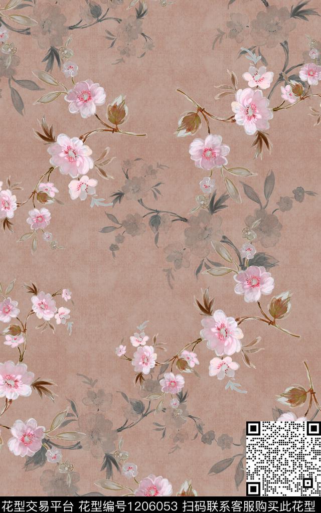 中东中东花卉小水花数码印花华亿平台下载（图片编号: 1206053） - 瓦栏（Walan）