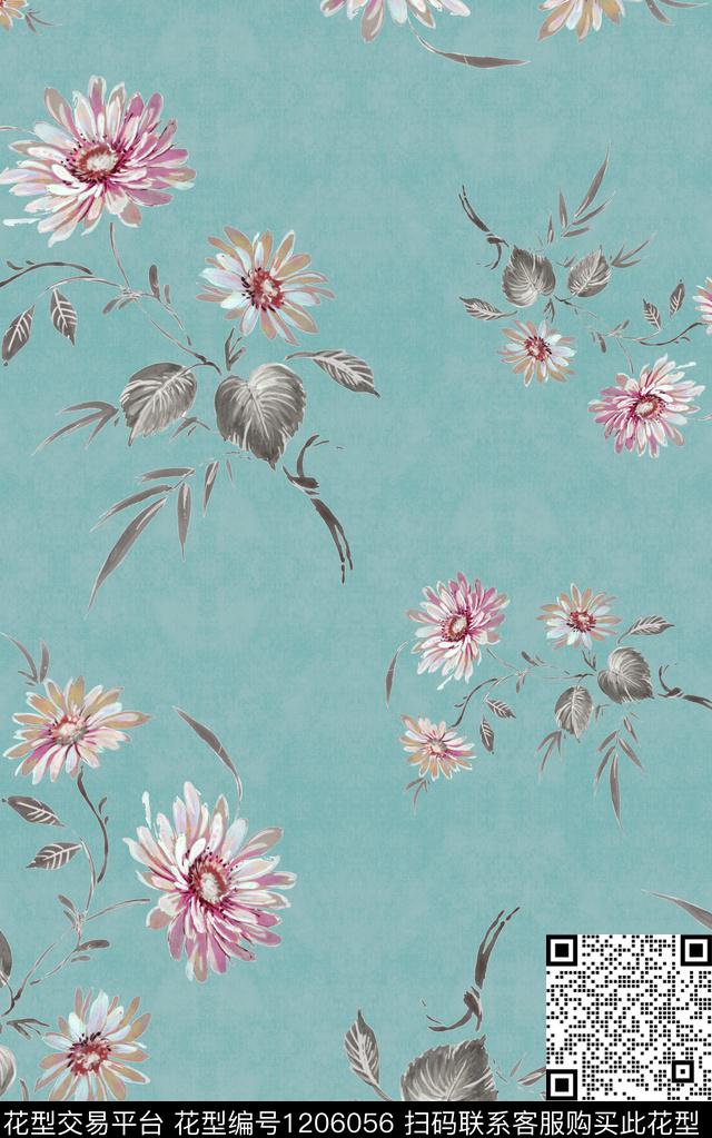 中东中东花卉小水花数码印花华亿平台下载（图片编号: 1206056） - 瓦栏（Walan）