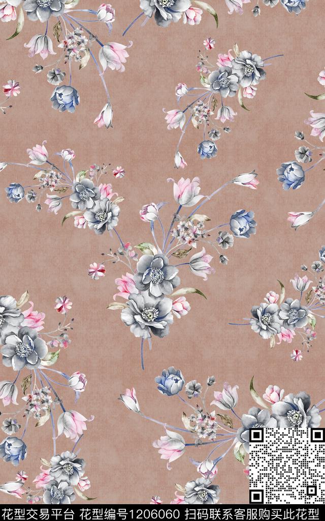 中东中东花卉小水花数码印花华亿平台下载（图片编号: 1206060） - 瓦栏（Walan）