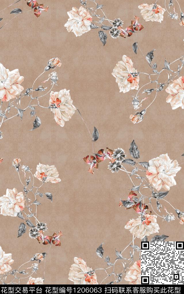 中东中东花卉小水花数码印花华亿平台下载（图片编号: 1206063） - 瓦栏（Walan）