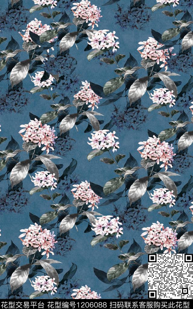 中东中东花卉小水花数码印花华亿平台下载（图片编号: 1206088） - 瓦栏（Walan）