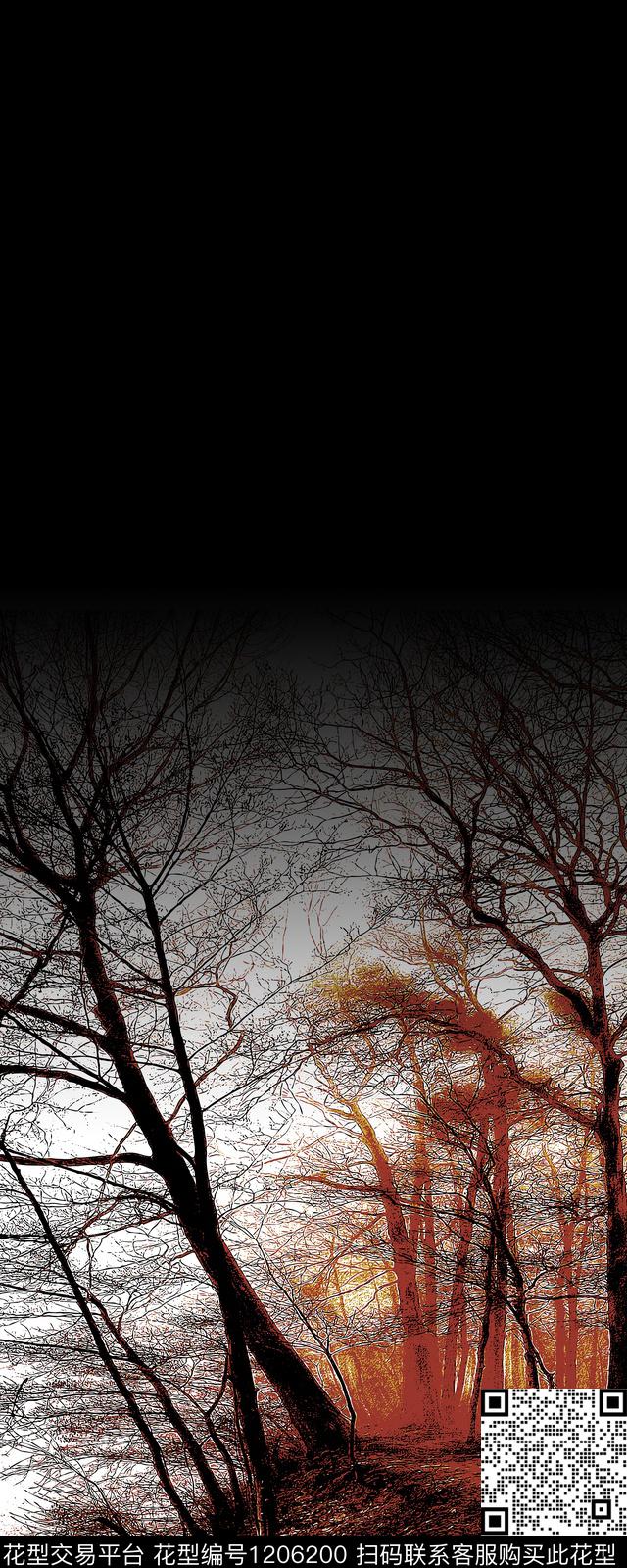 大牌风渐变树传统印花华亿平台下载（图片编号: 1206200） - 瓦栏（Walan）