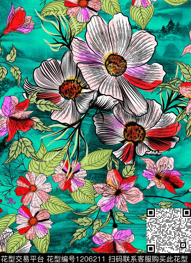 数码华亿平台大牌风休闲数码印花华亿平台下载（图片编号: 1206211） - 瓦栏（Walan）