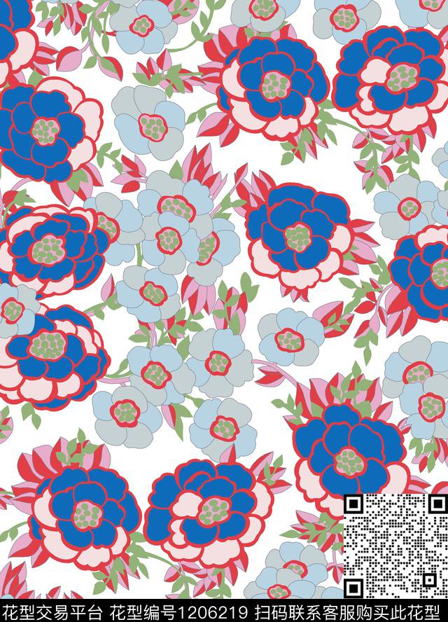 大牌风抽象花卉传统印花华亿平台下载（图片编号: 1206219） - 瓦栏（Walan）