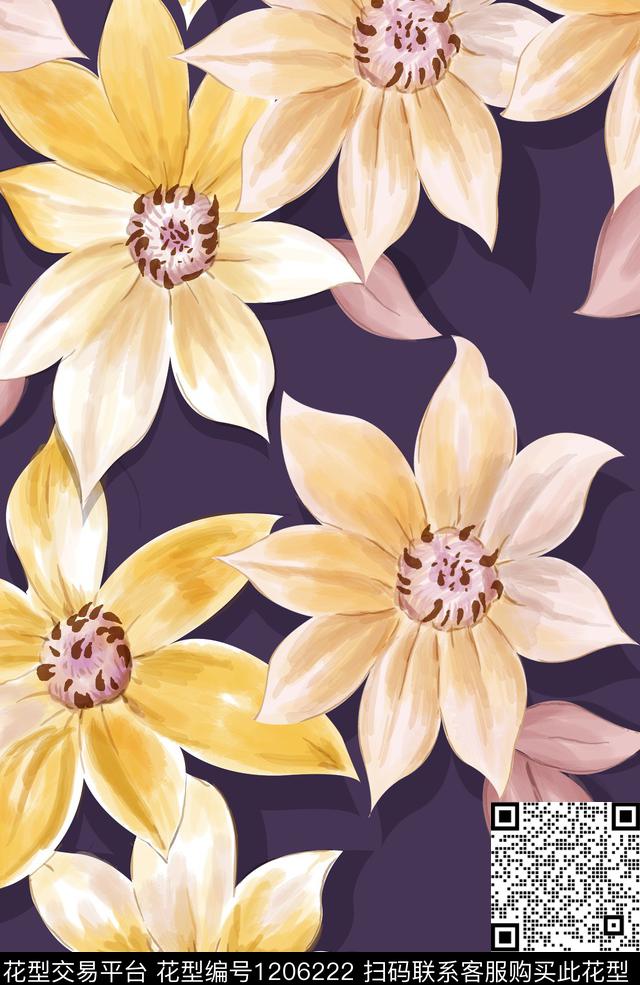 数码华亿平台栀子花大牌风范数码印花华亿平台下载（图片编号: 1206222） - 瓦栏（Walan）