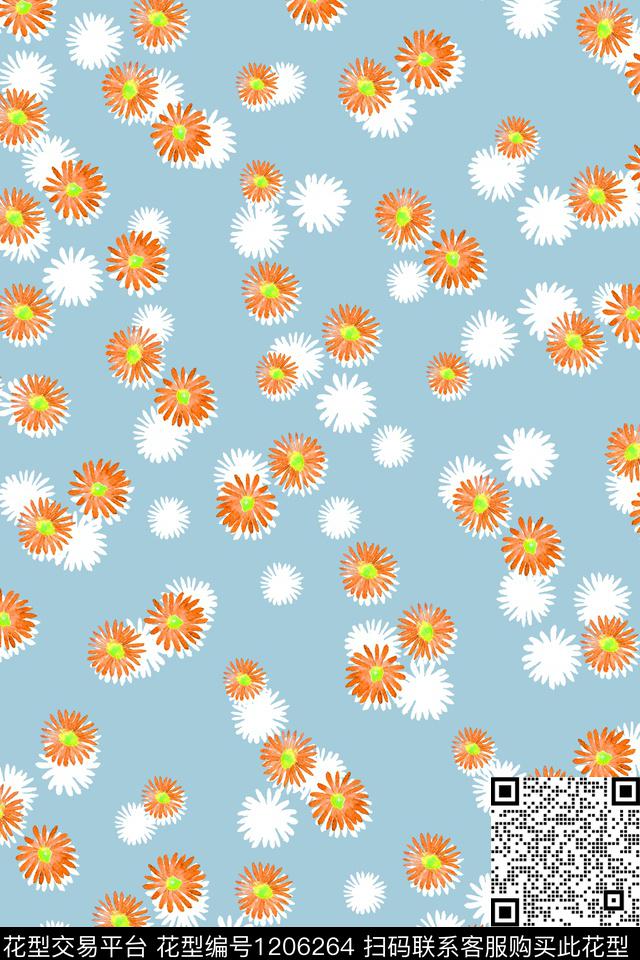 水彩女装花卉数码印花华亿平台下载（图片编号: 1206264） - 瓦栏（Walan）