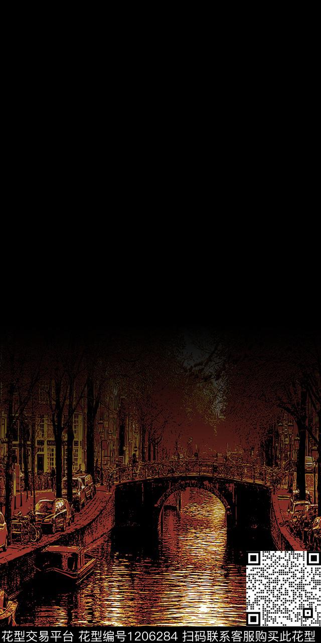 大牌风复古风景景观传统印花华亿平台下载（图片编号: 1206284） - 瓦栏（Walan）