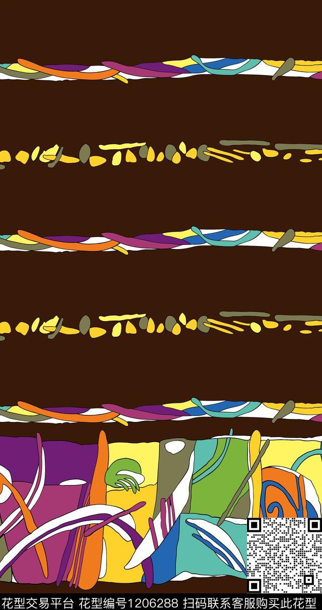 几何抽象大牌风传统印花华亿平台下载（图片编号: 1206288） - 瓦栏（Walan）