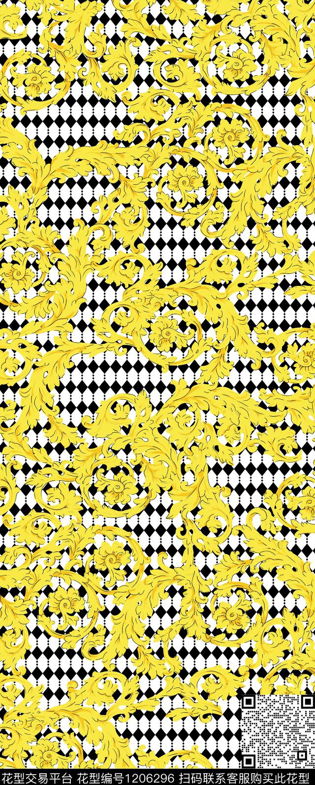 几何抽象大牌风传统印花华亿平台下载（图片编号: 1206296） - 瓦栏（Walan）